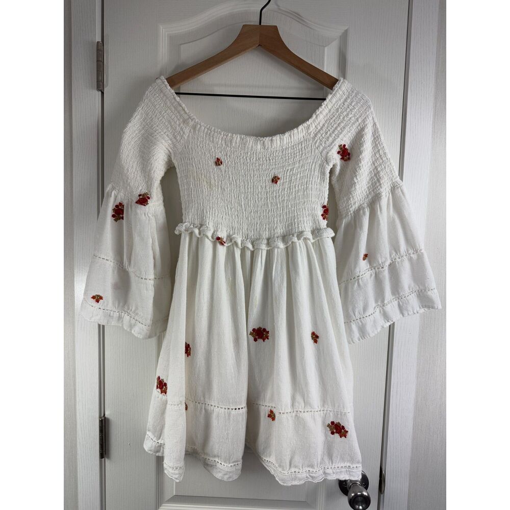 Free People Women's Counting Daisies Embroidered Mini Dress Size S *Stains*